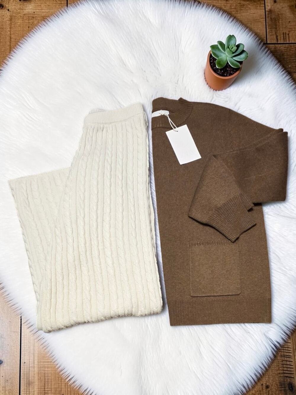 Zara Knit Sweater With Pockets + Cable Knit Pants 12-13  Bundle